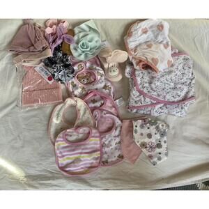 Baby Girl Newborn Essentials bundle! Hats , bibs, swaddles & bows